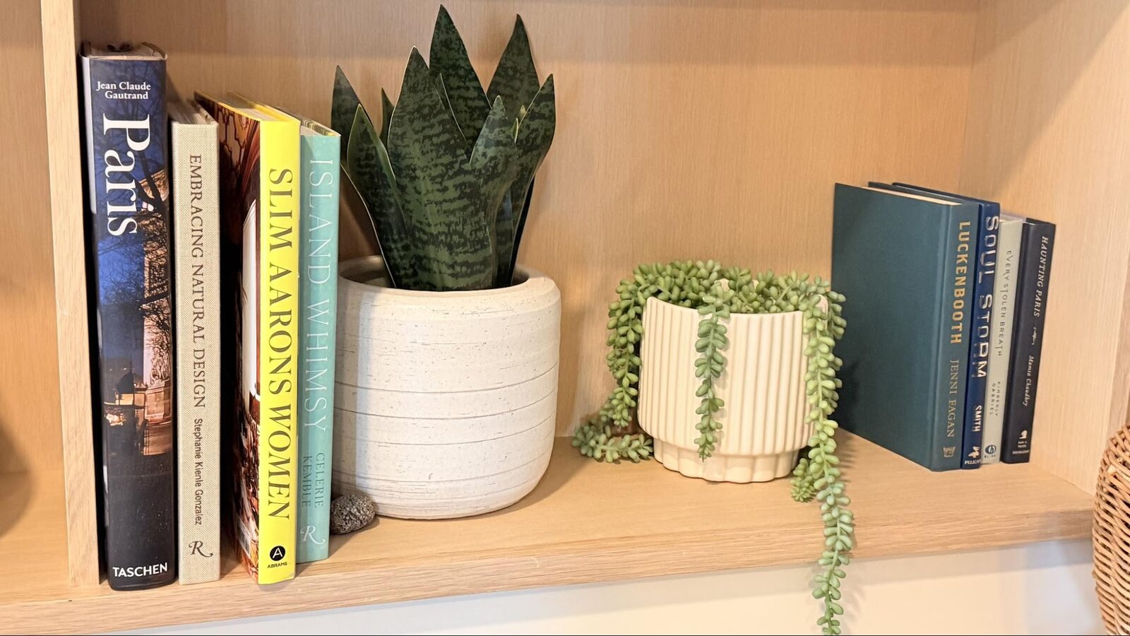 Styled shelf vignette designed by Vinette Brown Dye